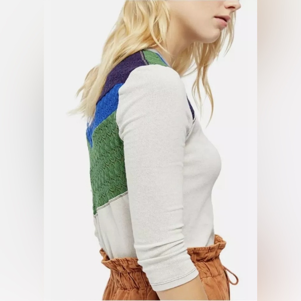 Free People Rainbow Knit Top, NWT, Retail $98 in White Combo, Size Small